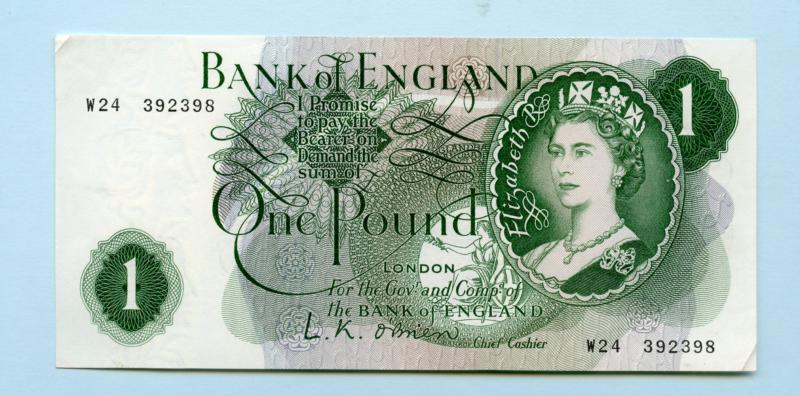 Bank of England £1 One Pound Note March 1960 Prefix W24