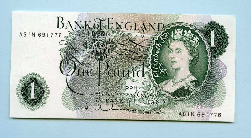 Bank of England £1 One Pound Note 1963-66 Prefix A81N