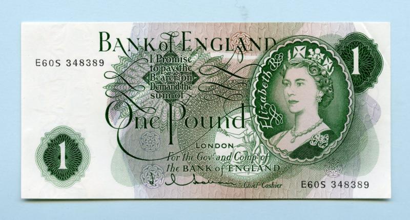 Bank of England  £1 One Pound Note  1963-66 Prefix E60S