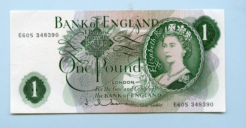 Bank of England £1 One Pound Note 1963-66 Prefix E60S
