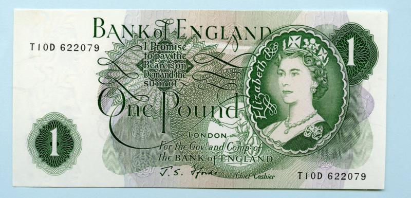 Bank of England £1  One Pound Note  February 1967 Prefix T10D
