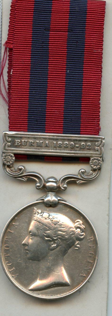India General Service Medal 1854-95 Burma 1889-92 To Pte John Edwards, Duke of Cornwalls Light Infantry
