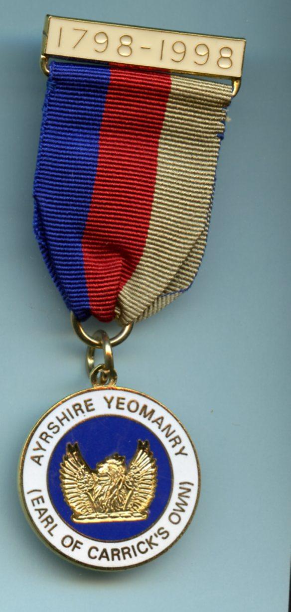 Ayrshire Yeomanry 200th Anniversary medal 1798-1998