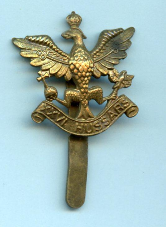 26th Hussars 1940-48 Brass Cap Badge