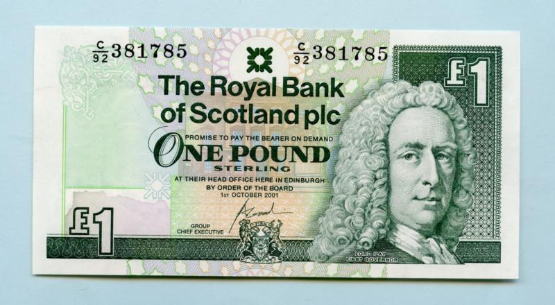 Royal Bank of Scotland Last Date Issued of the £1 Banknotes Dated 1st October 2001
