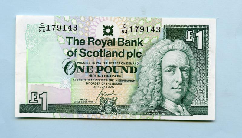 Royal Bank of Scotland  £1 One Pound Note  Dated 27th June 2000
