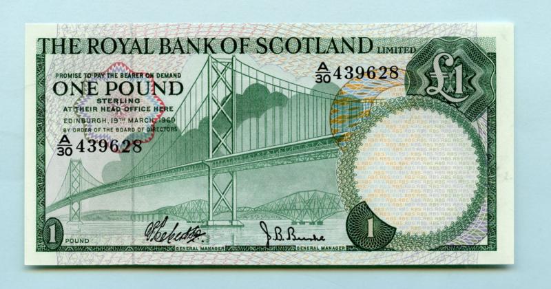 Royal Bank of Scotland  £1 One Pound Note  Dated 19th March 1969