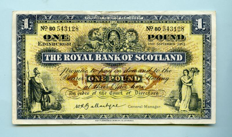 Royal Bank of Scotland   £1 One Pound Note Dated 2nd September 1963