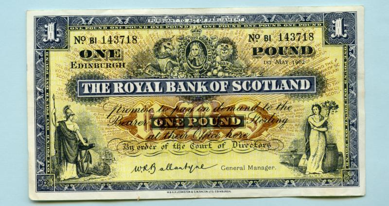 Royal Bank of Scotland   £1 One Pound Note Dated 1st May 1962