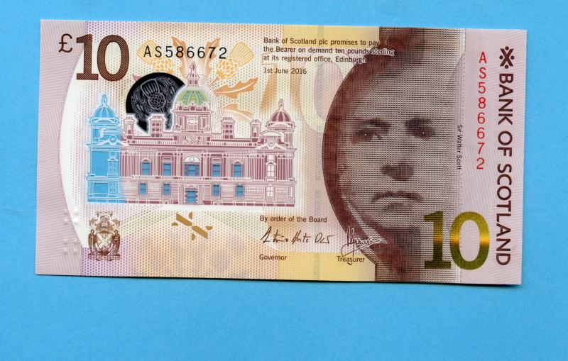 10 x Bank of Scotland £10 Ten Pounds Notes New Polymer Type Numerical Order Dated 1st June 2016
