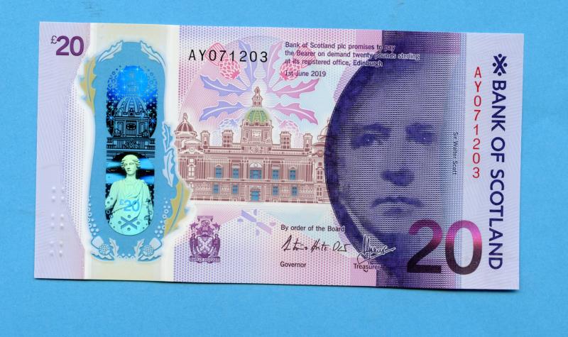 Bank of Scotland  New Polymer £20 Note  Dated 1st June  2019