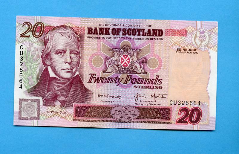 Bank of Scotland  £20 Twenty Pounds Note Dated 22nd March 1999