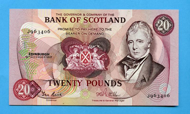 Bank of Scotland  £20 Twenty Pounds Note Dated 15th December 1987