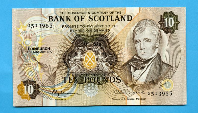 Bank of Scotland  £10 Ten Pounds Note Dated 12th January 1977