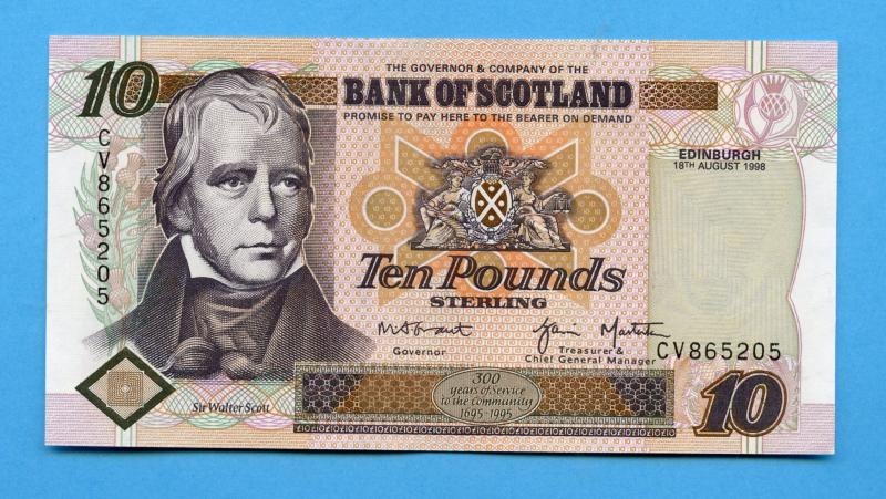 Bank of Scotland  £10 Ten Pounds Note Dated 18th August 1998