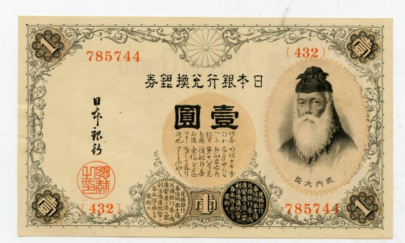 1938 Japanese puppet states in China 1 Yen Banknote 1938