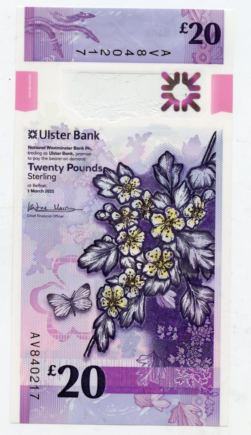 Ulster Bank £20 Twenty Pounds Note Dated 1st March 2021