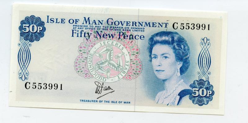 Isle of Man Fifty Pence  Banknote   1979