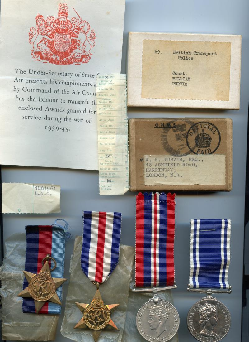 Group of 4 Medals To William Ransom Purvis, Royal Air Force & British Transport Police