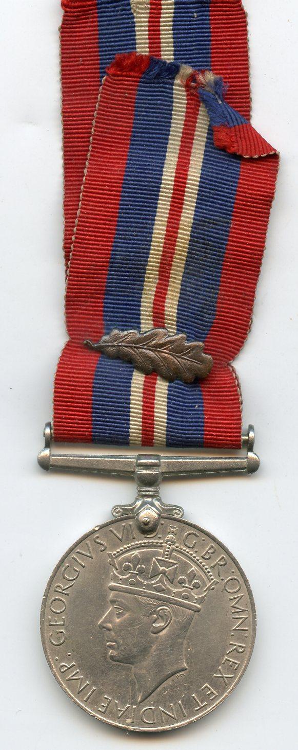British War Medal 1939-45 With M.I.D. Oakleaf