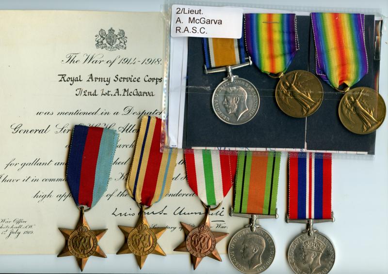 WW1 & WW2  M.I.D. Medal Group To 2nd Lieutenant Andrew McGarva,  Royal Army Service Corps M.I.D