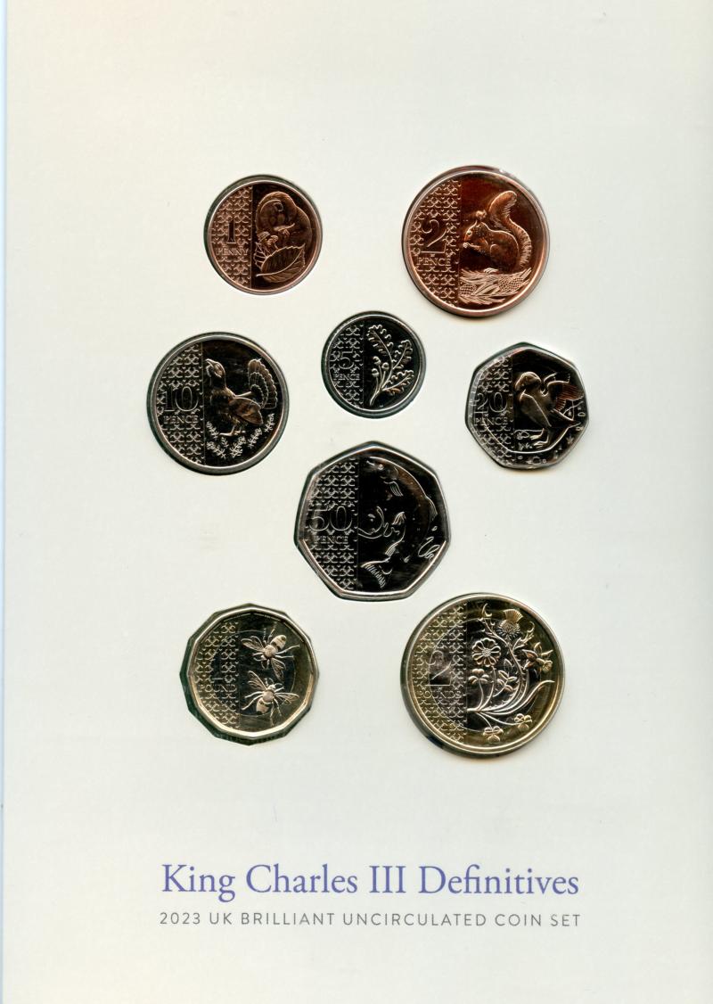 UK 2023  Brilliant Uncirculated   King Charles III Definitive  Royal Mint 8 Coin Set