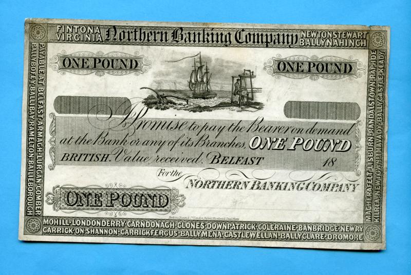 Ireland Northern Bank One Pound Proof  Banknote 1873. Type A5