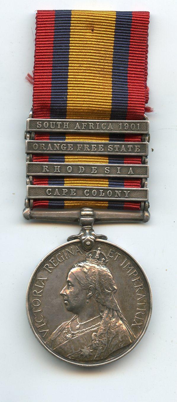 Queens South Africa Medal 1899-1902 Rhodesia Clasp To Trooper Frederick William Chuter, Sharpshooters Yeomanry