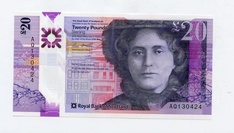 Royal Bank of Scotland  New Polymer £20 Note Dated  27th May  2019
