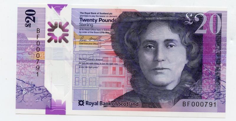 Royal Bank of Scotland  New Polymer £20 Note Dated  27th May  2019