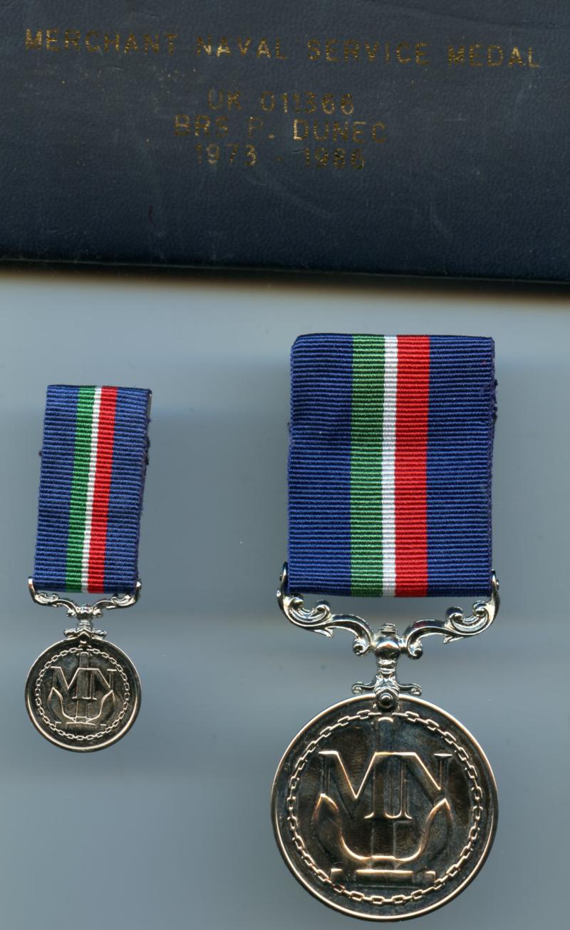 Merchant Navy Service Medal with Miniture Medal