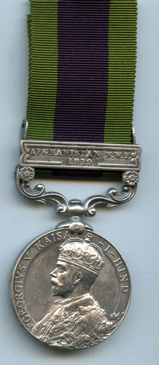 India General Service Medal 1908-35 Afghanistan NWF 1919 To Sepoy Itbar Khan, 1/3 3 Pjbs