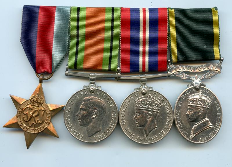 WW2 Territorial Medal Group To Gunner G Tuffs, Royal Artillery