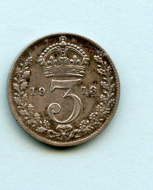 UK  George V Threepence Coin  Dated 1913