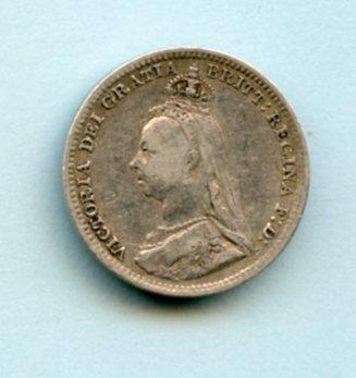 UK  Victoria Threepence Coin  Dated 1891