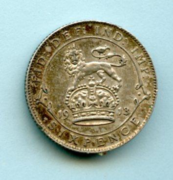 U.K. George V  Sixpence Coin Dated 1913
