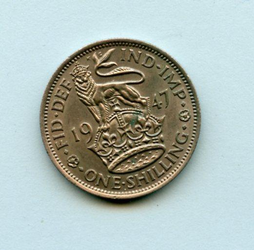 UK George VI  Shilling Coin English Reverse Dated 1947