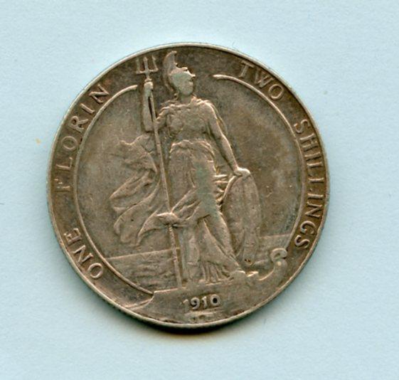 UK  Edward VII  Florin Coin Dated  1910