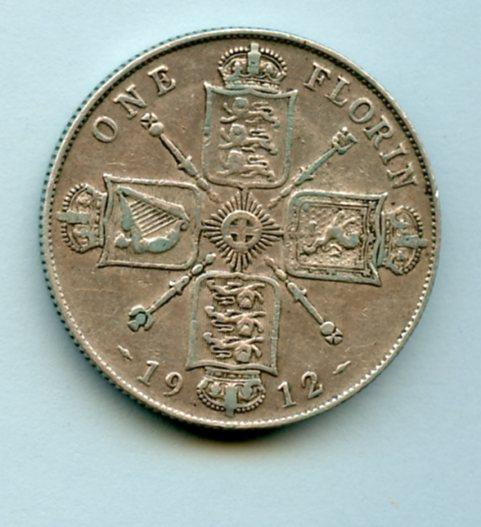 UK  George V  Florin Coin Dated  1912