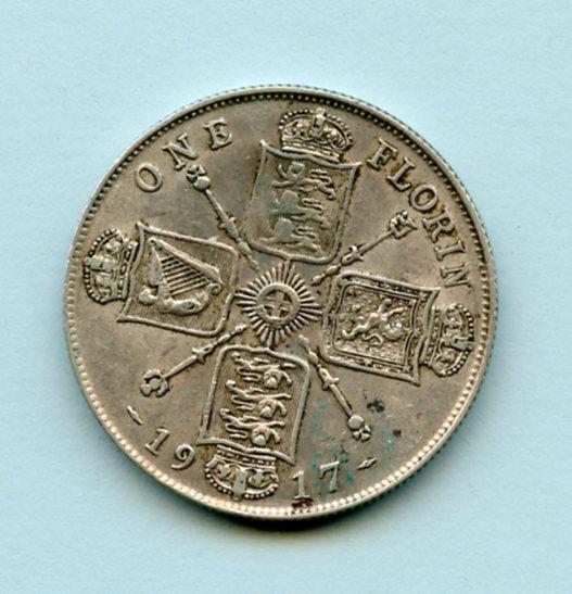 UK  George V  Florin Coin Dated  1917