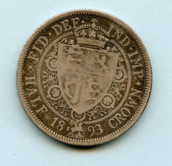 UK Queen Victoria   Half Crown Coin Coin Dated 1893