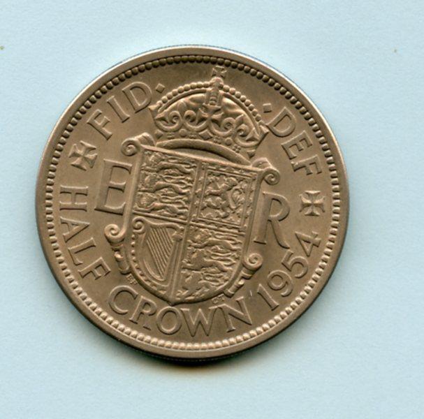 UK Queen Elizabeth II Half Crown Coin  Dated 1954