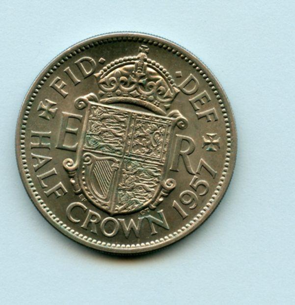 UK Queen Elizabeth II Half Crown Coin  Dated 1957