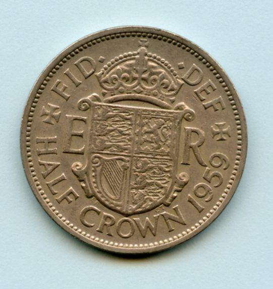 UK Queen Elizabeth II Half Crown Coin  Dated 1959