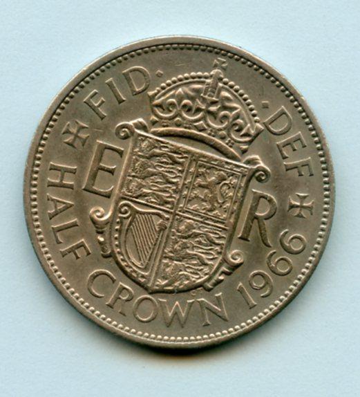 UK Queen Elizabeth II Half Crown Coin  Dated 1966
