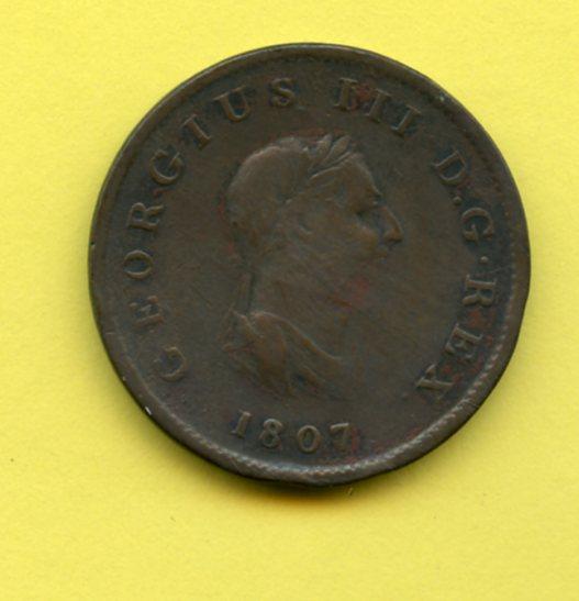 UK George III  Half Penny Coin  Dated 1807