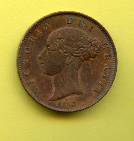 UK  Queen Victoria Halfpenny Coin Dated 1853