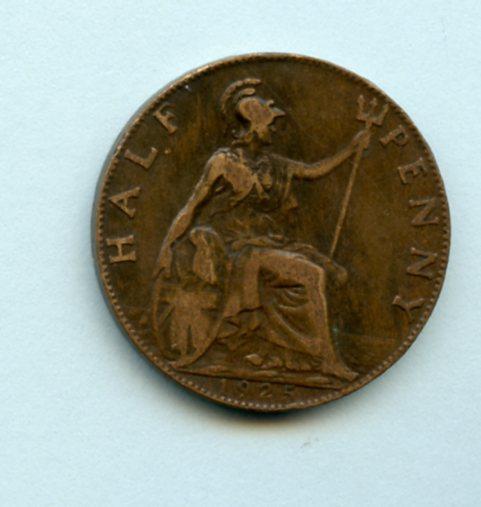 UK George V  Half Penny Coin  Dated 1925