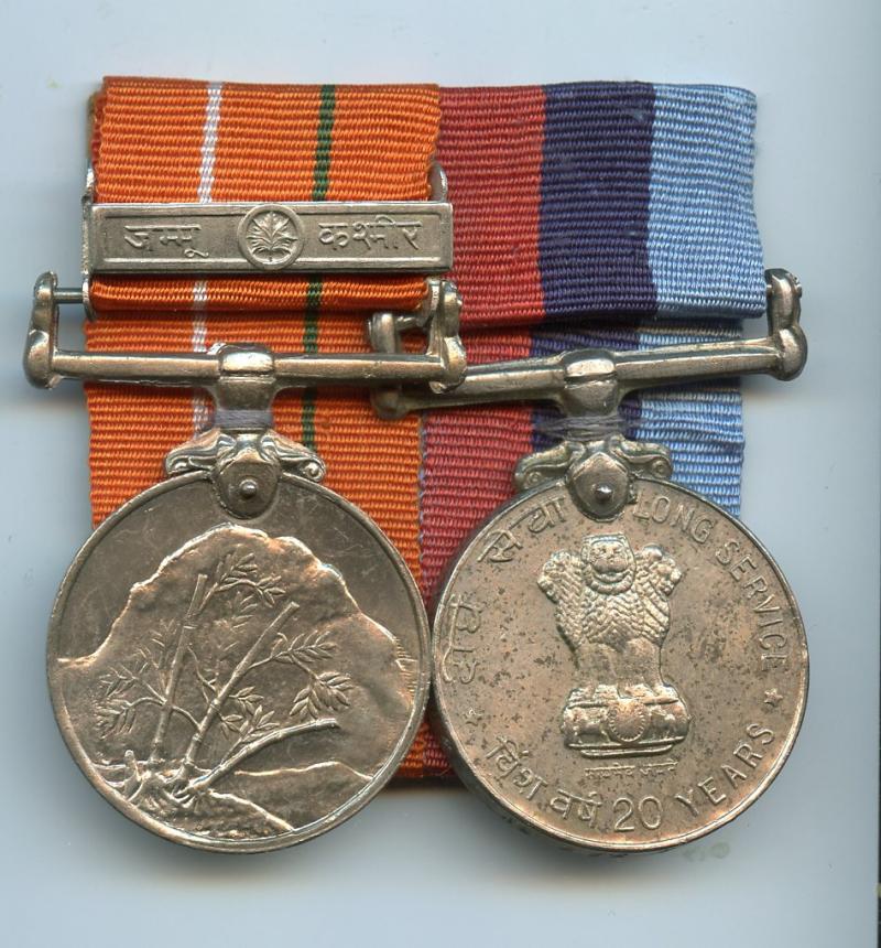 India: General Service Medal 1947-65 & 20 Years Long Service Medal To N.B.Sub S Kumar Jat Regiment