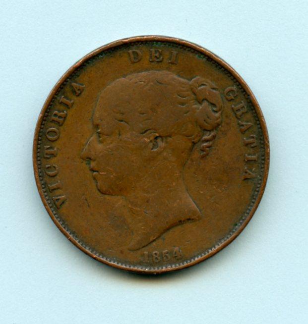 UK  Queen Victoria Penny Coin Dated 1854